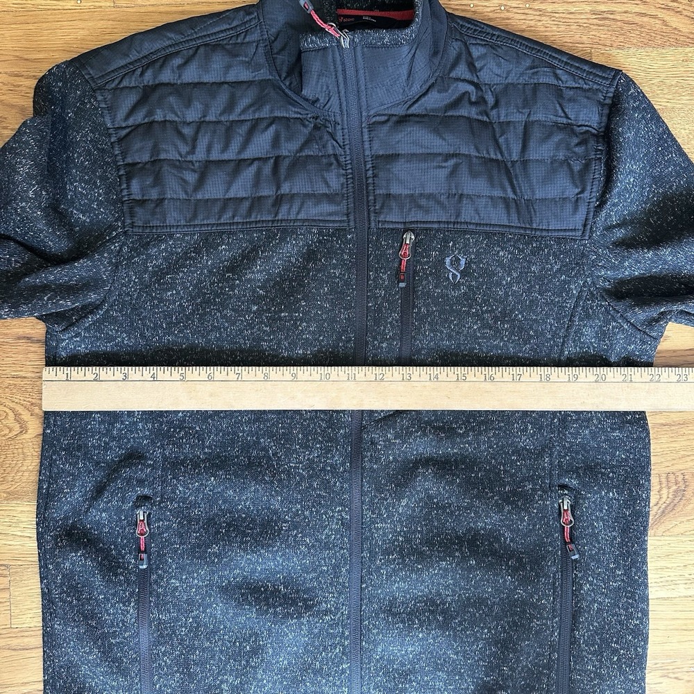 Stoic Sweater Fleece Jacket Mens Large Black Quilted Yoke Full Zip Outdoor warm - Picture 9 of 12